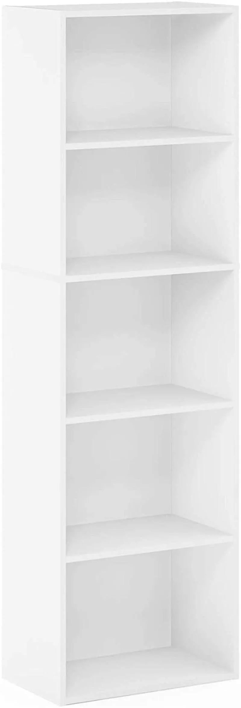White 5 Tier Bookcase Storage Shelf For Living Room from PriceLows™