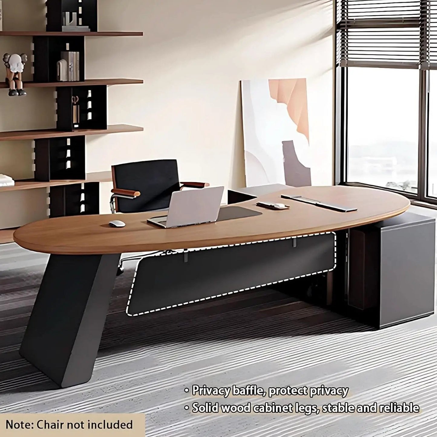 L Shaped Desk With Solid Wood 80 Inch Executive Work space Desk from PriceLows™
