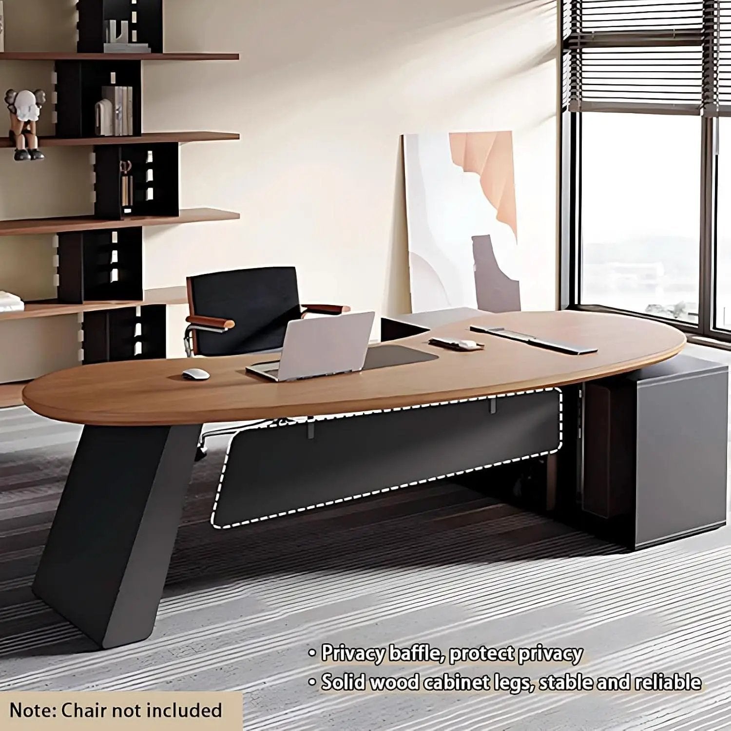 L Shaped Desk With Solid Wood 80 Inch Executive Work space Desk from PriceLows™