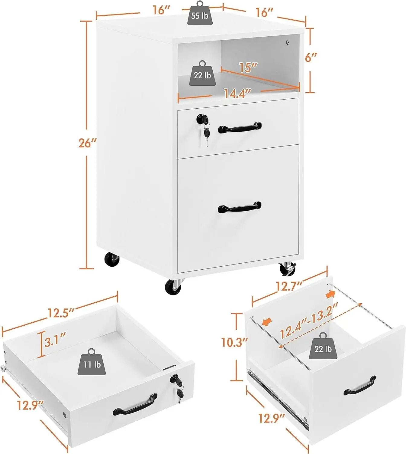 White Vertical File Cabinet With Locking Top Drawer from PriceLows™