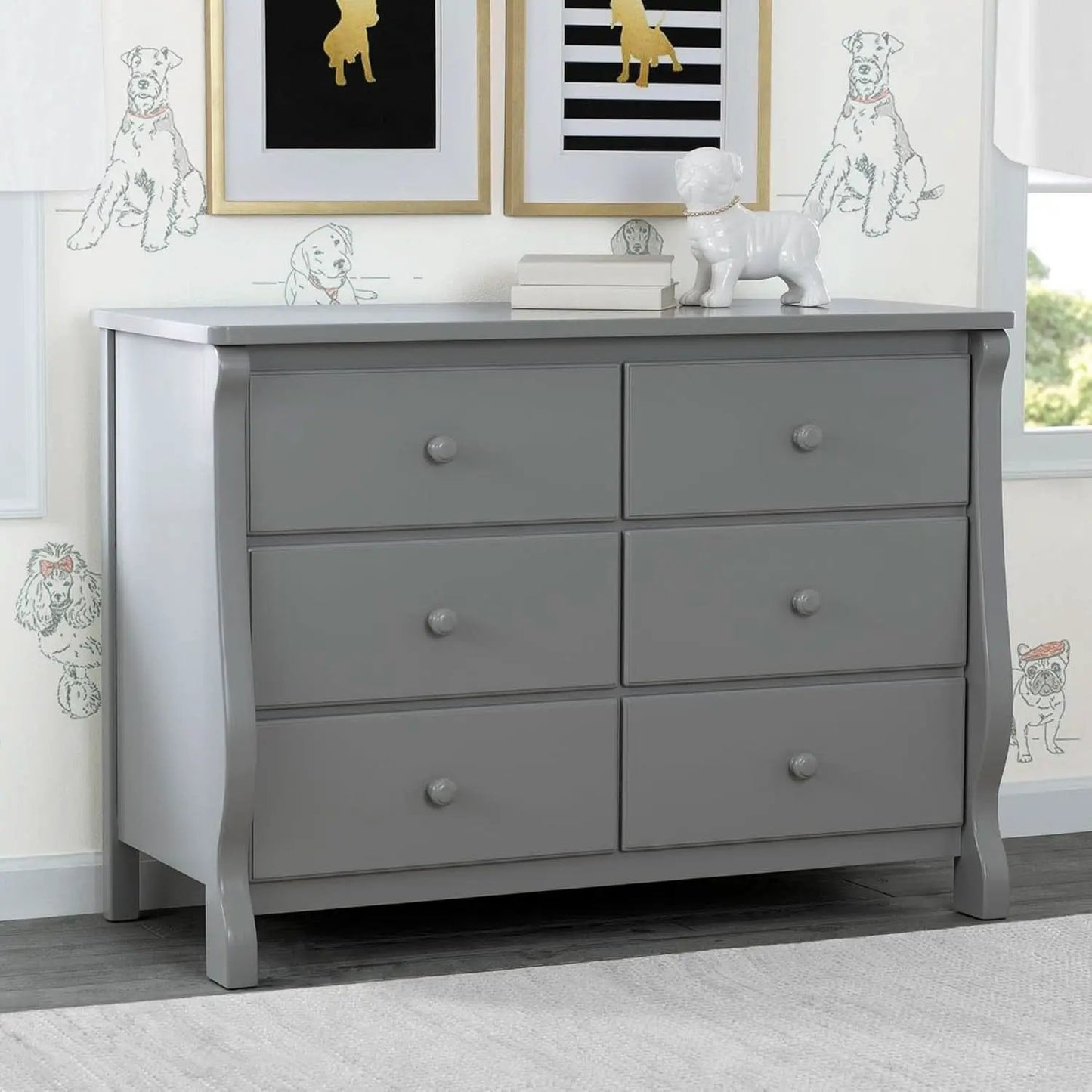 Six Drawer Dresser In Grey With Interlocking Drawers from PriceLows™