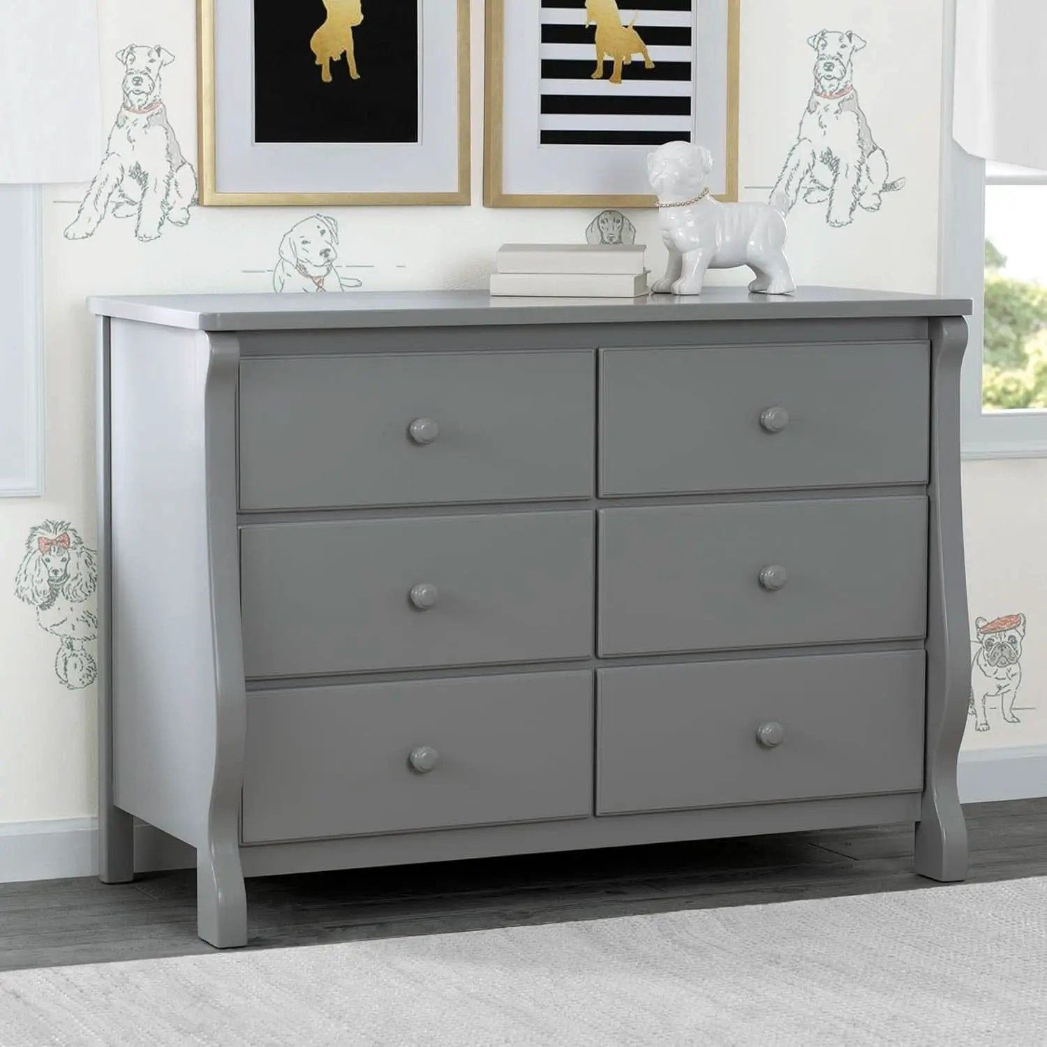 Six Drawer Dresser In Grey With Interlocking Drawers from PriceLows™