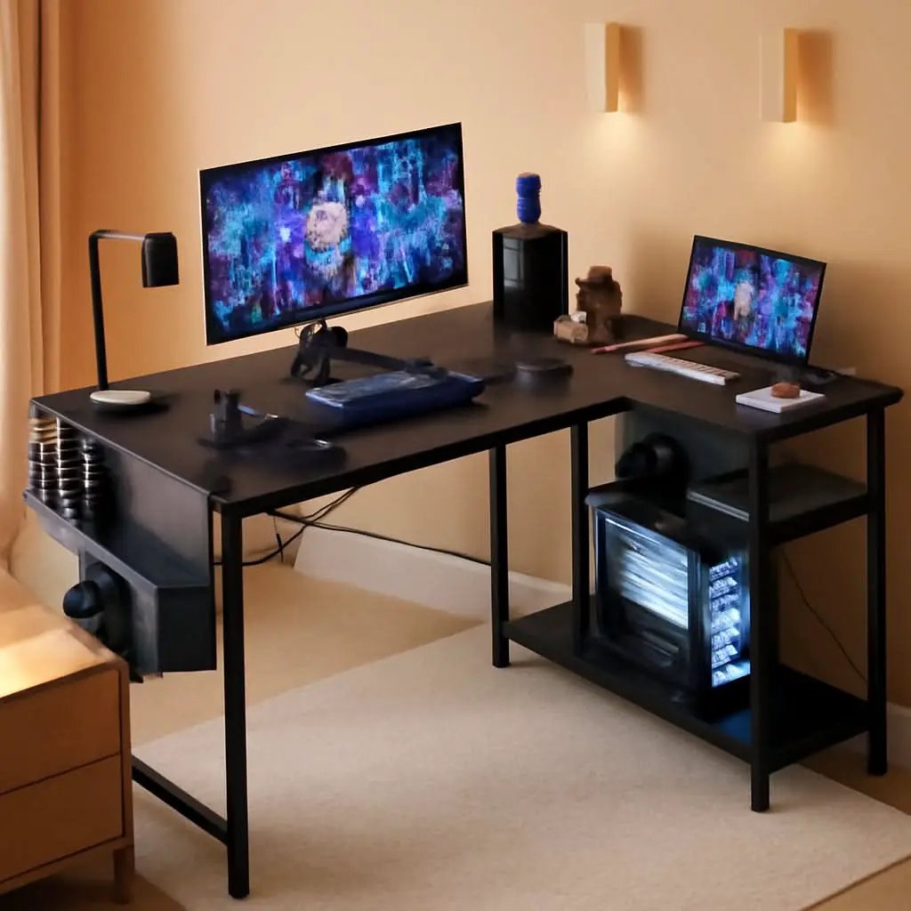 L Shaped Computer Desk With Power Outlets 47 Inch Corner from PriceLows™