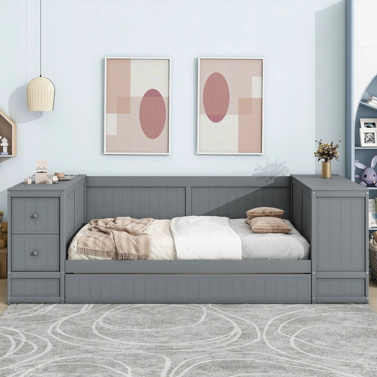 Daybed | Solid Pine Frame | Pull Out Trundle | Integrated Charging