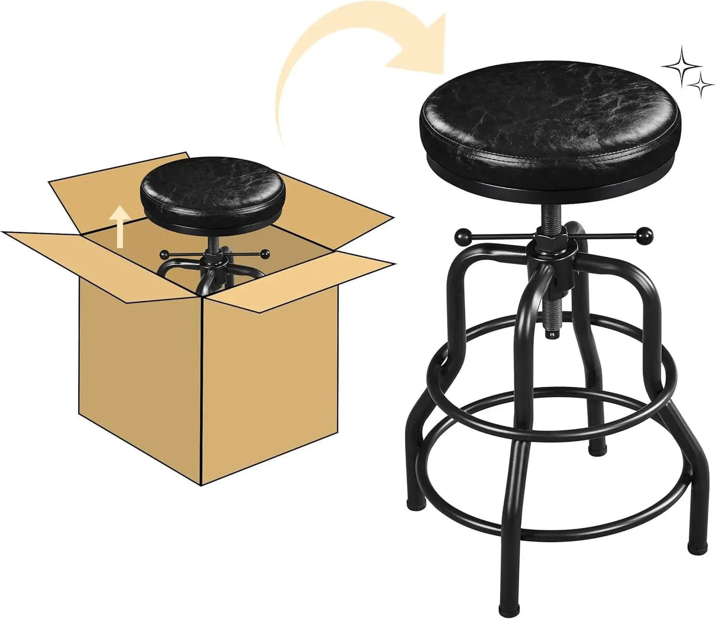 Black Bar Stool 21 To 28 Inch Industrial Kitchen Stool from PriceLows™
