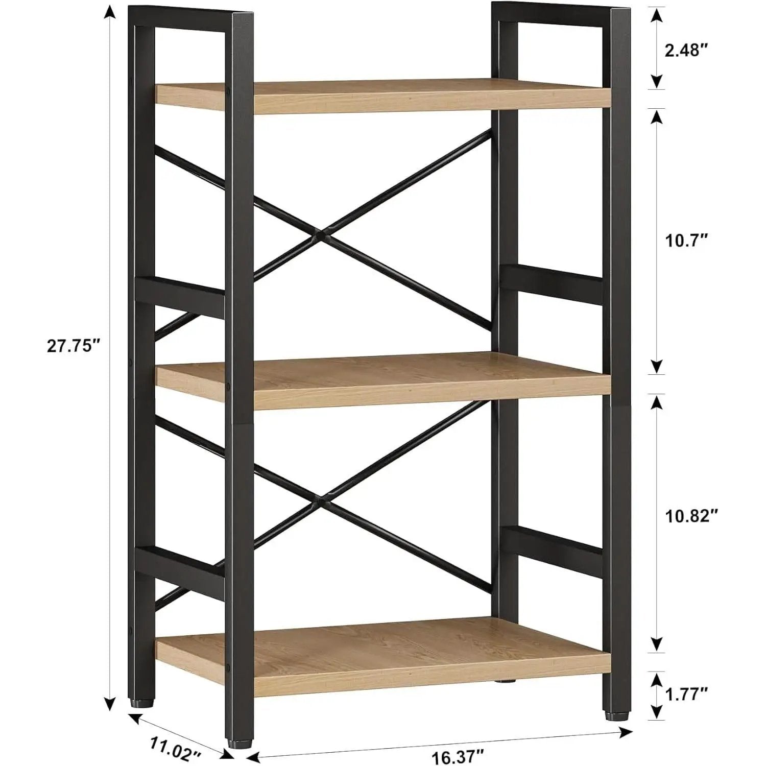 3 Tier Industrial Metal Bookcase Rustic Etagere Shelf Light Coffee from PriceLows™