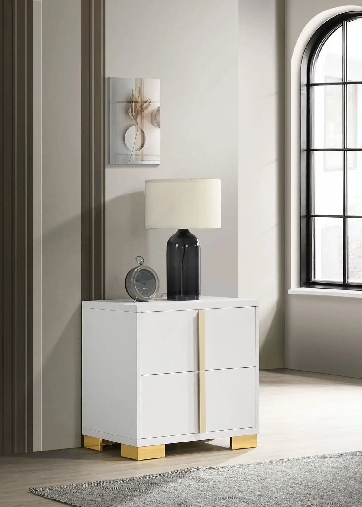 Marceline 2-drawer Nightstand | 21.75 x 16.25 x 22.25 in | Engineered Wood & Metal | White