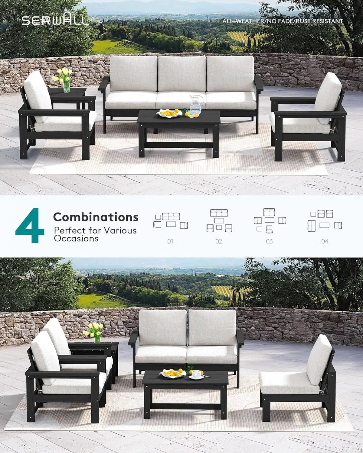 HDPE Outdoor Patio Furniture Set 7 Piece All Weather from PriceLows™