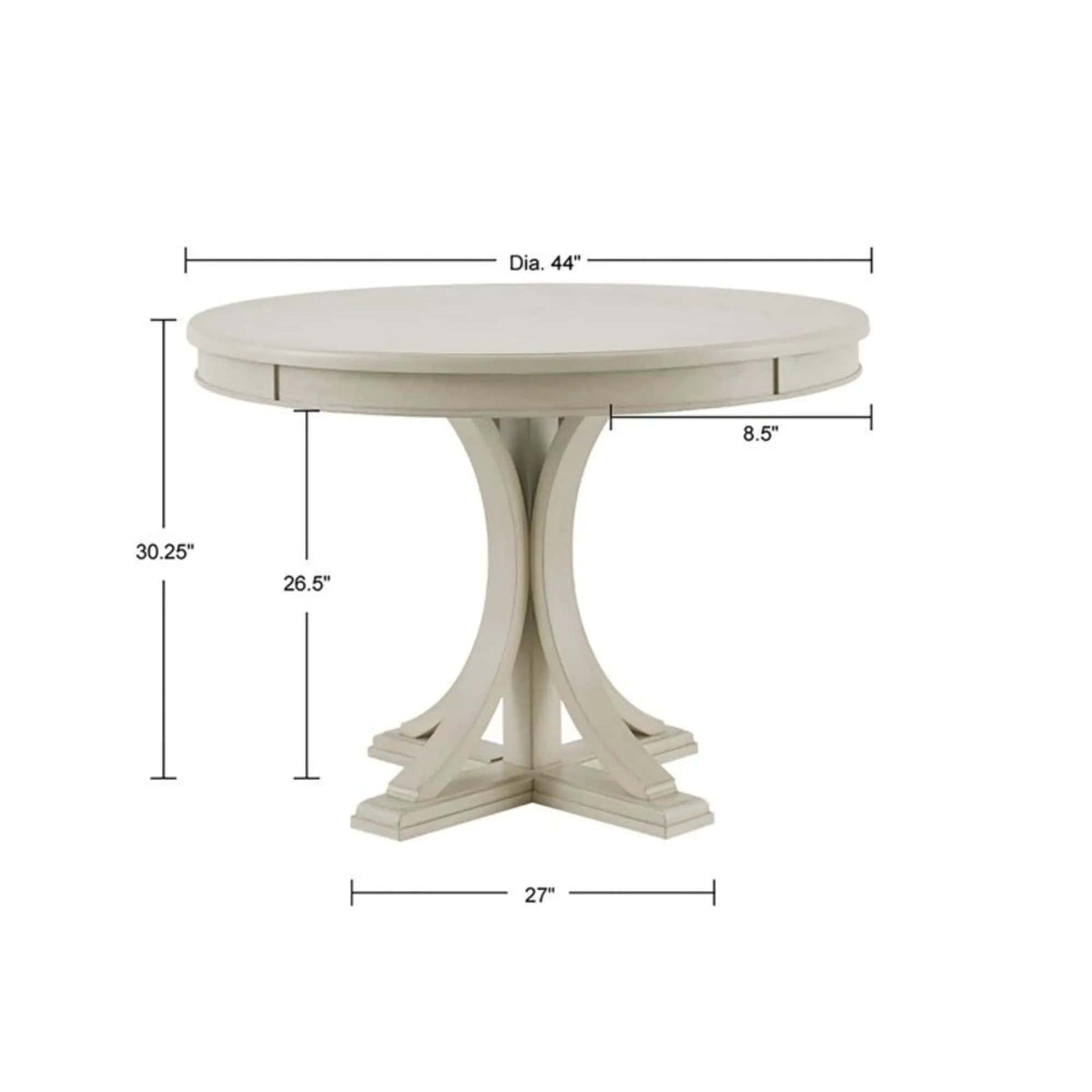 Classic Round Dining Table | 44 x 44 x 30.25 in | Solid Wood & Veneer | Dining Room