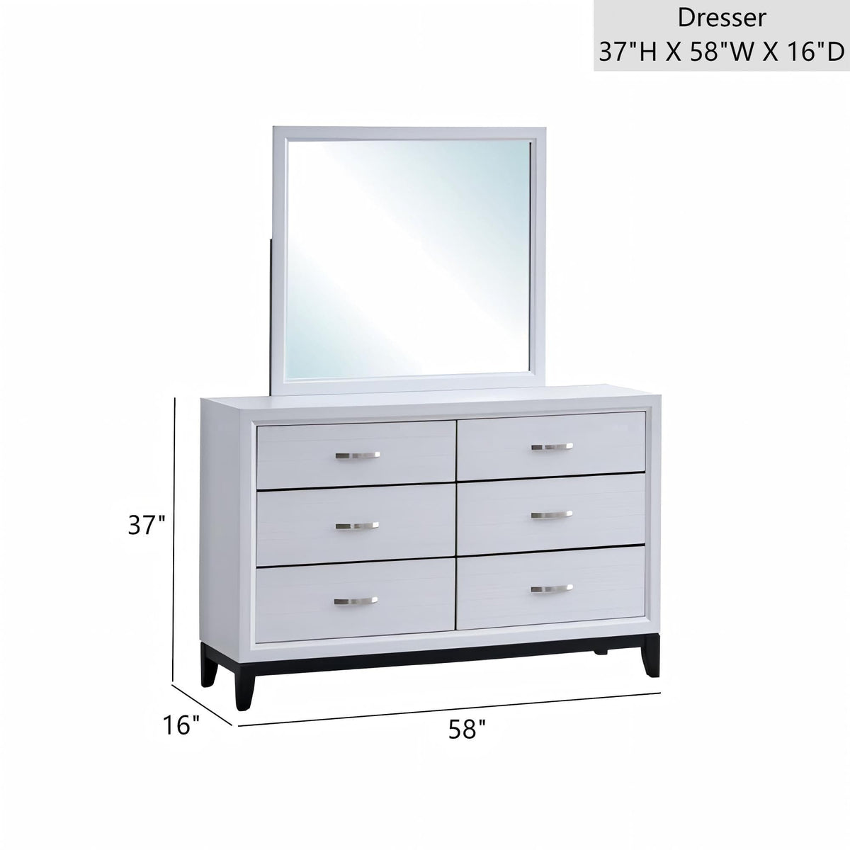 Glasgow Dresser With 6 Drawers | 2 Pieces | Steel & Wood | Bedroom