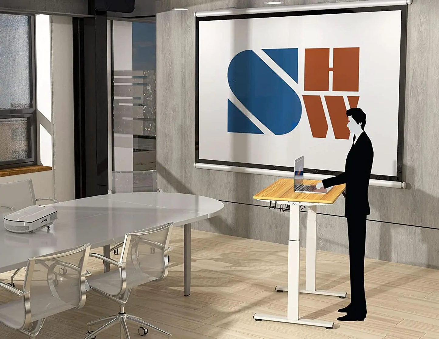 Oak Electric Height Adjustable Standing Desk 40x24 from PriceLows™