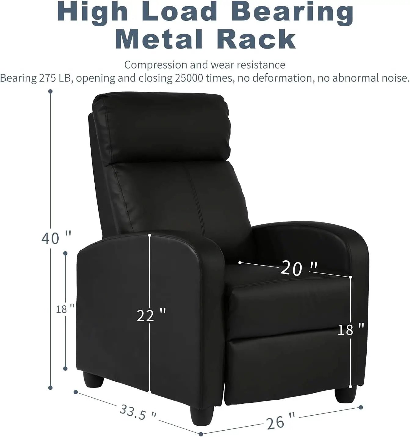Black Wingback Recliner With Massage Therapy Living Room from PriceLows™