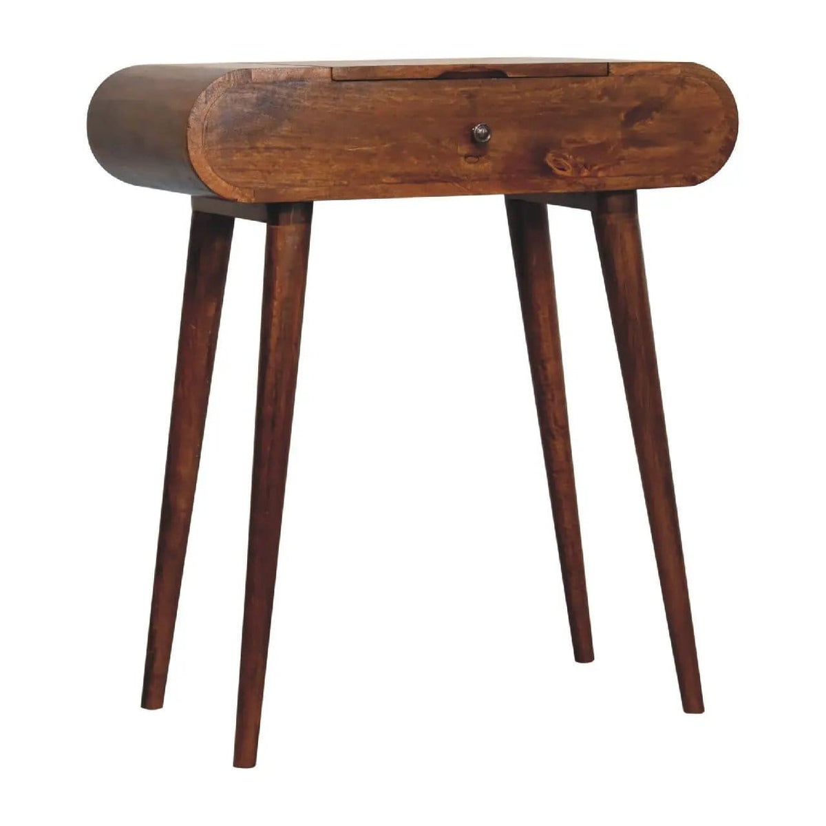 Mini Round Fold Vanity Chestnut | 27.56 x 13.78 x 31.1 in | Mango Wood | Bathroom