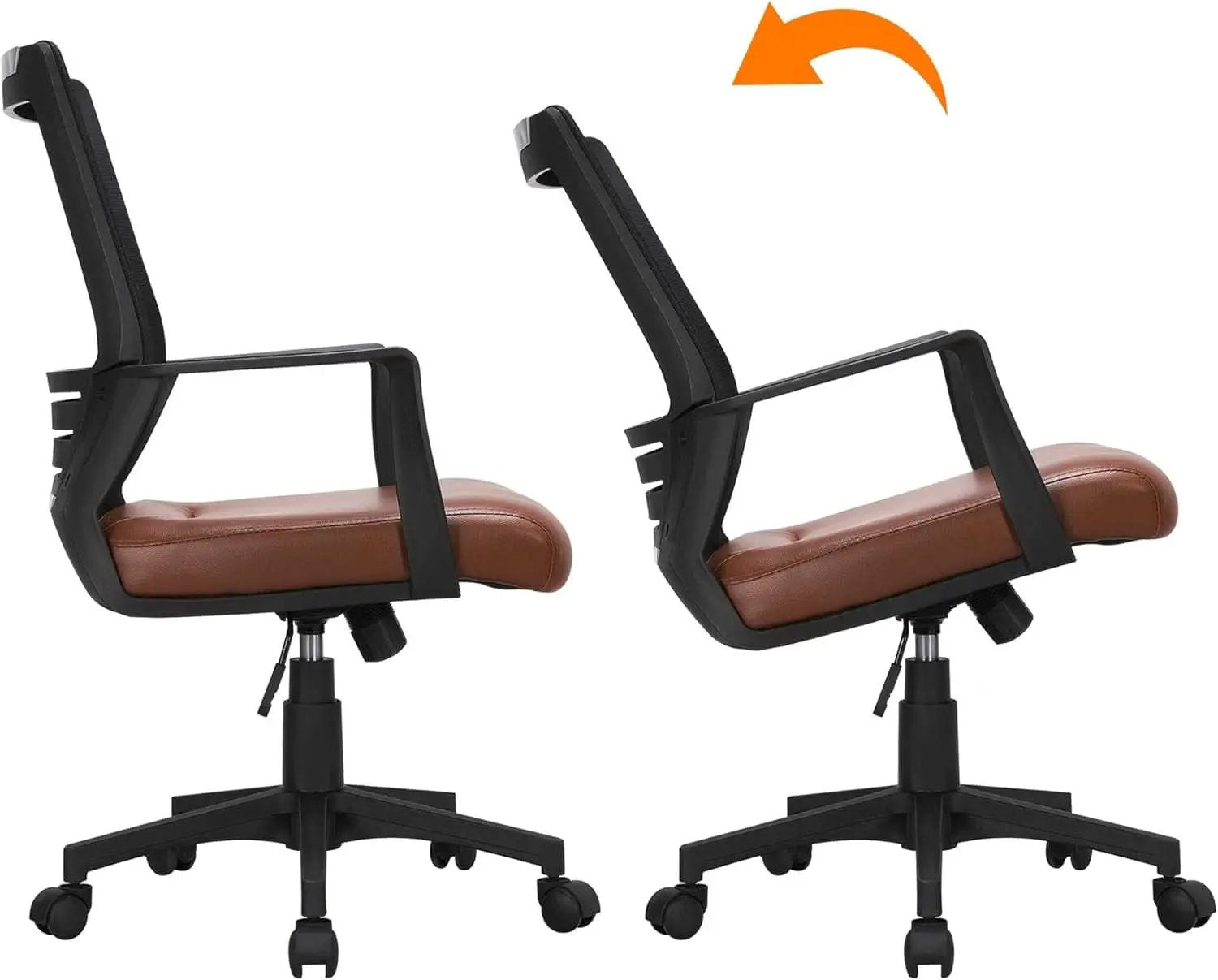Ergonomic Leather Mesh Office Chair Lumbar Support Brown from PriceLows™