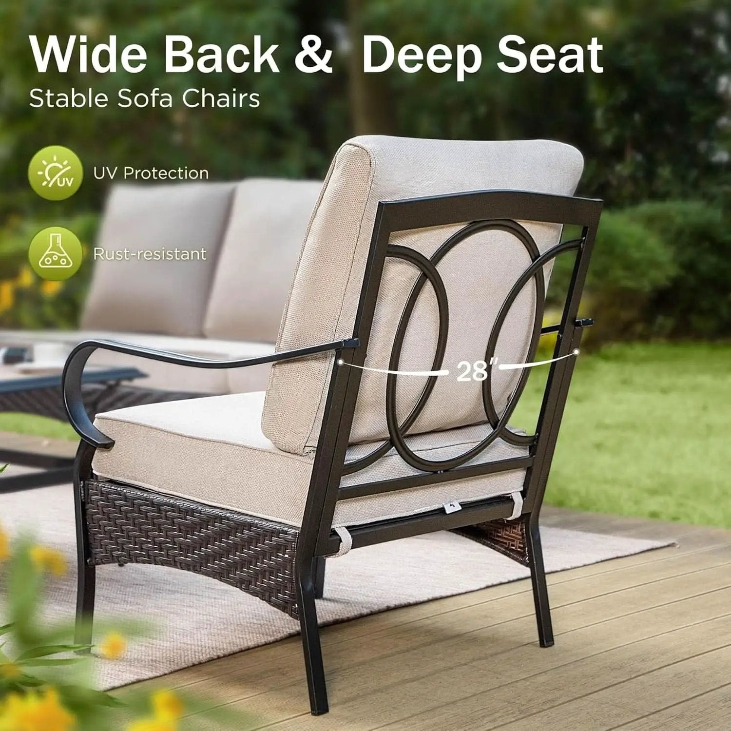 Outdoor Patio Conversation Set Wicker Waterproof Cushions from PriceLows™