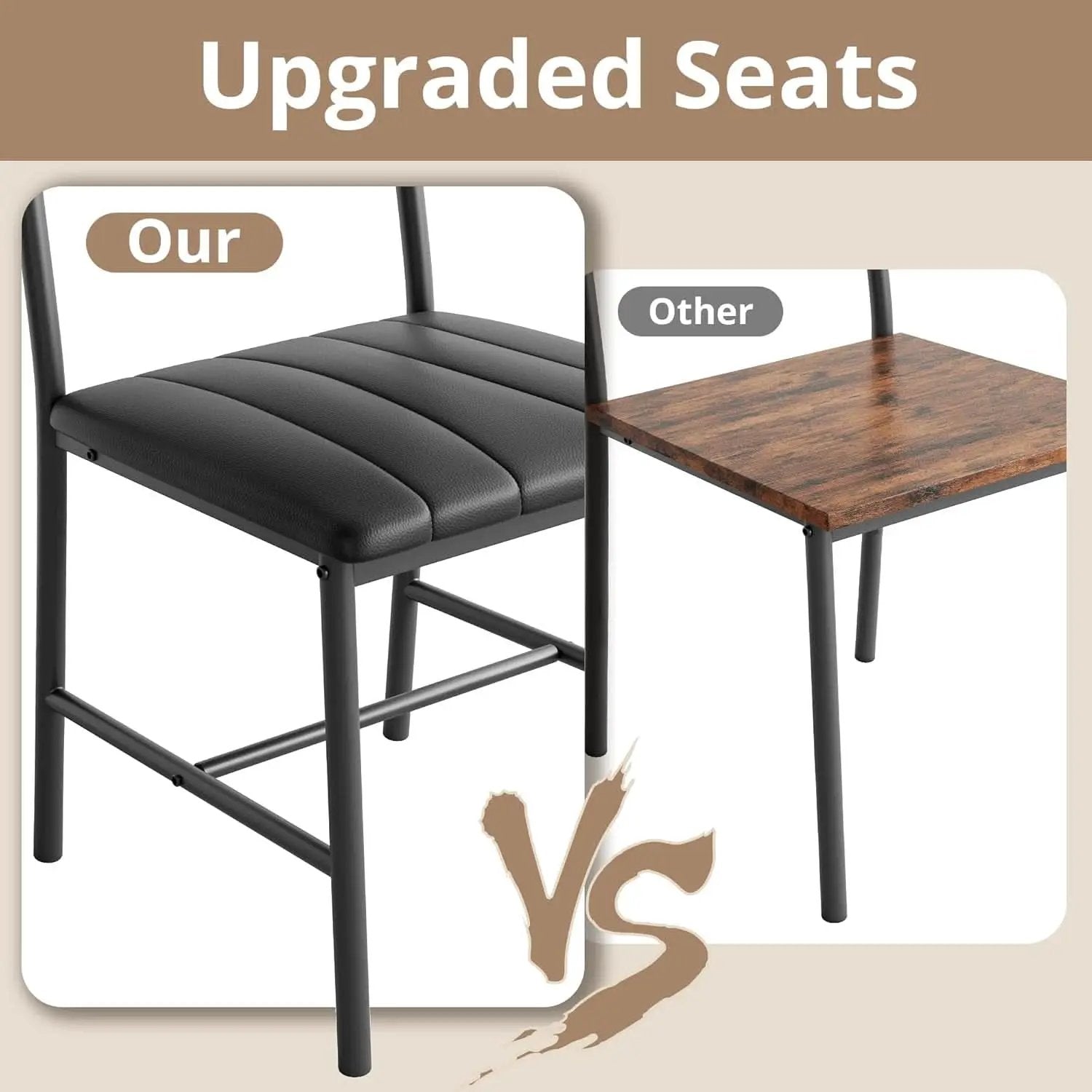 Industrial Dining Room Table Set For Four Rustic Brown from PriceLows™