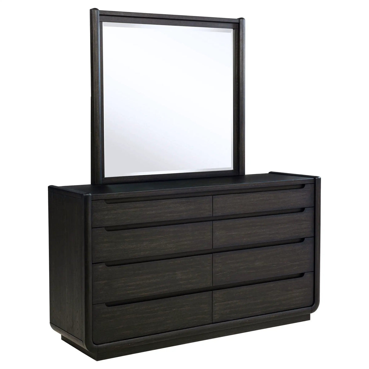 Leandro 8-drawer Bedroom Dresser with Mirror Burnished | 66.25 x 19 x 77.5 in | 8-Drawer | Black