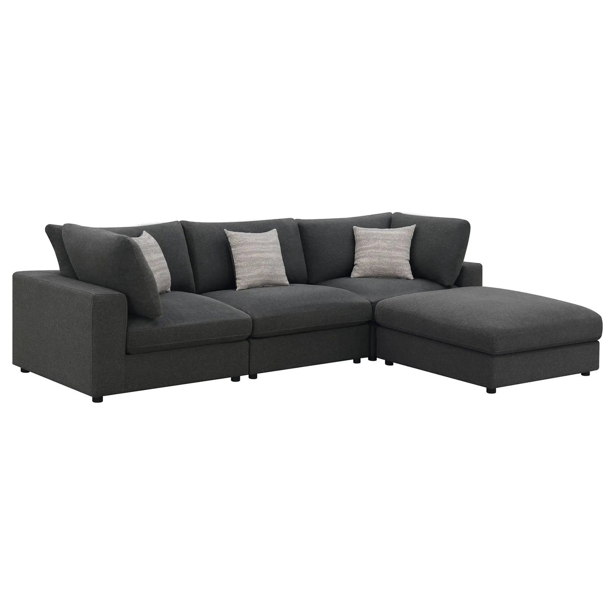 Serene 4-piece Upholstered Modular Sectional Sofa | 4-Piece Set | Linen | Charcoal
