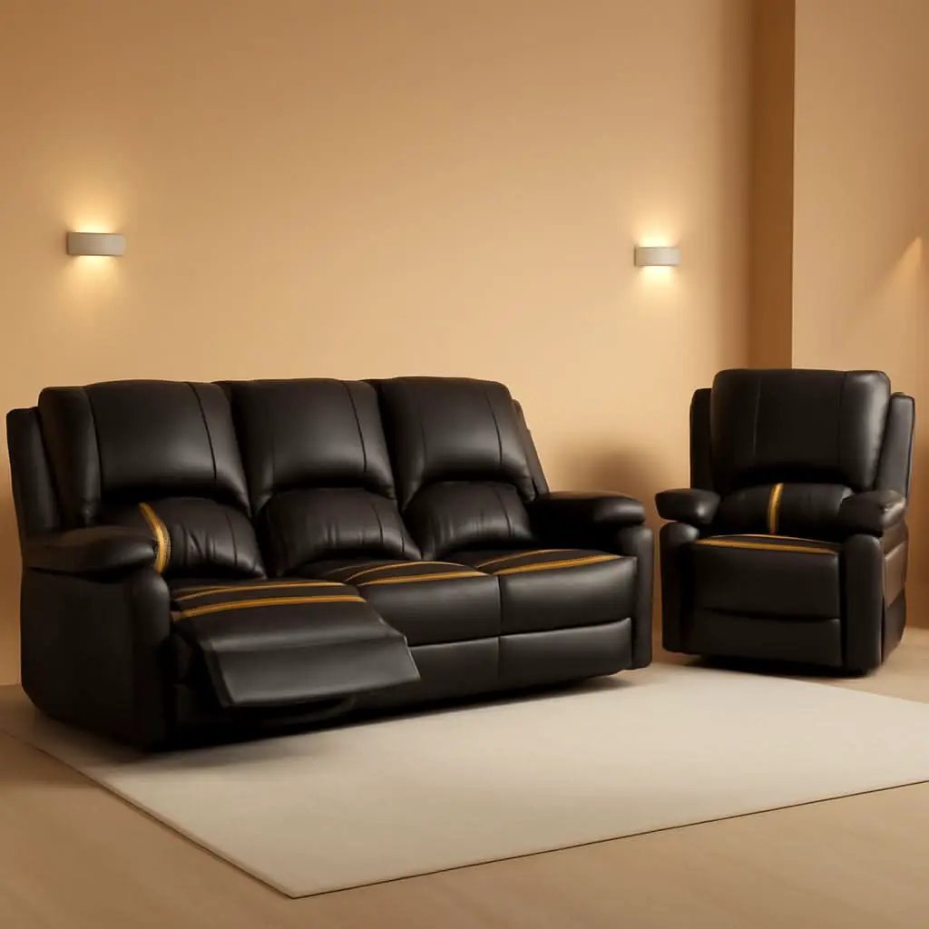 Three Seater Recliner Sofa Set Oversize Chair Removable Console Living Room Furniture For Comfort from PriceLows™