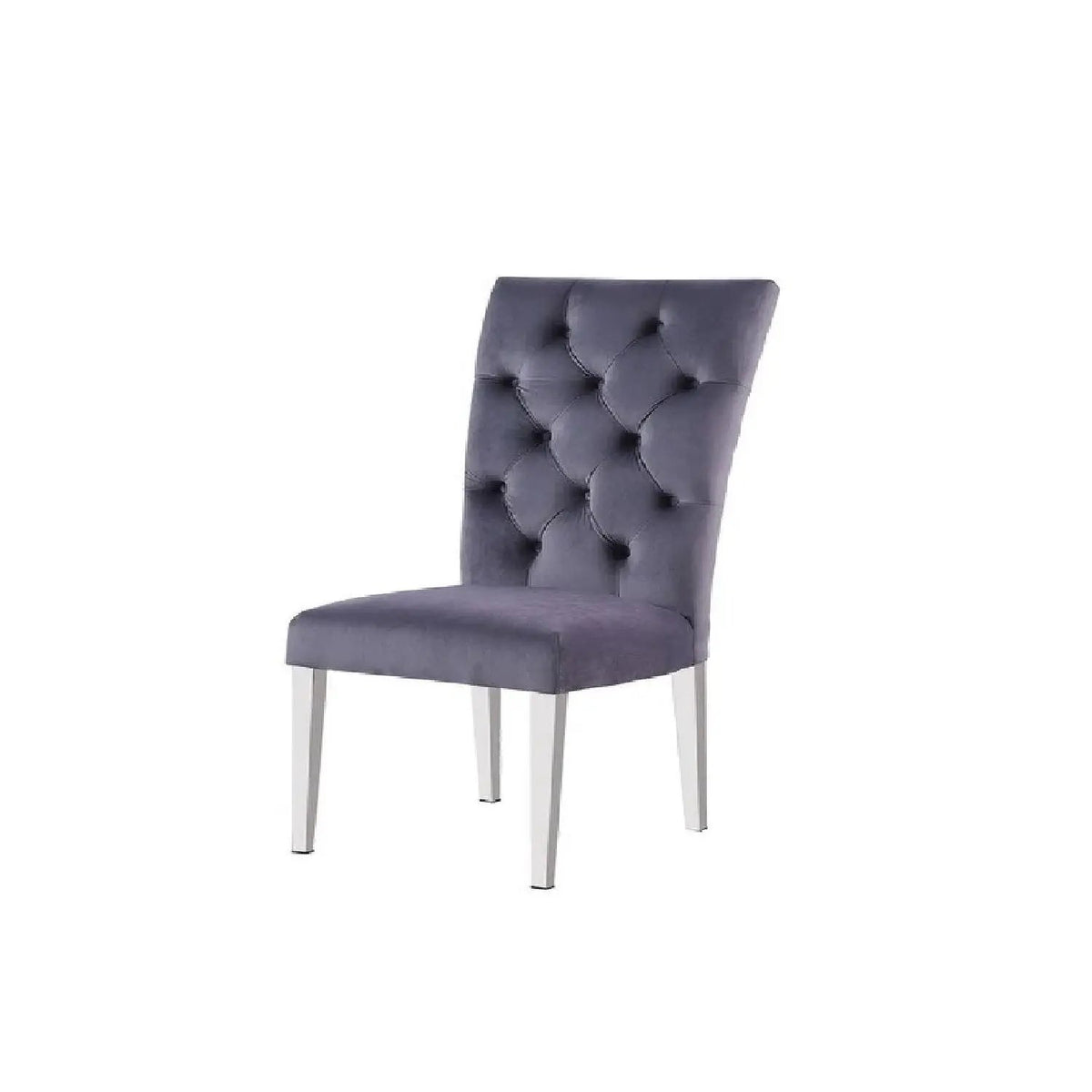 Tufted Dining Chair | Fabric Upholstery | Metal Base | Set Of Two