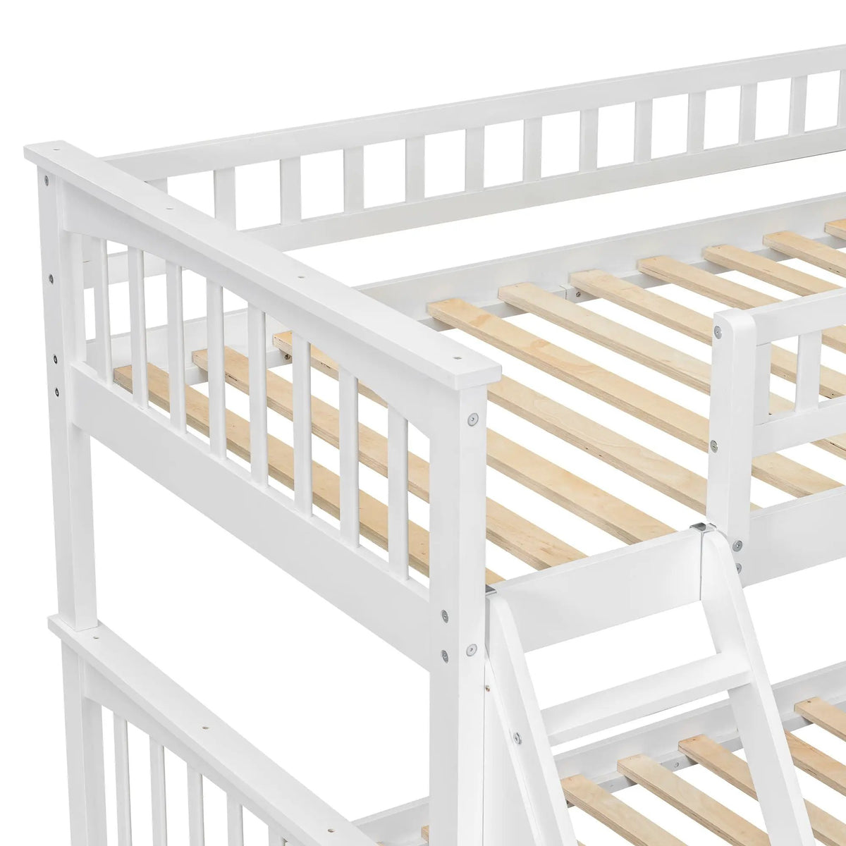 Bunk Bed With Drawers | Convertible Storage Design | Solid Pine Wood | Fence-Shaped Guardrail