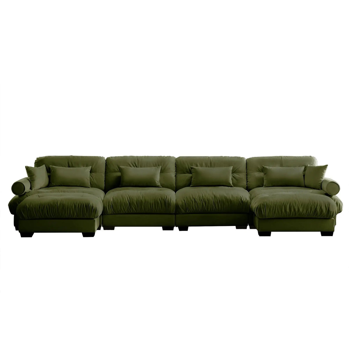 Modular Sectional Sofa | Deep Comfort Cushions | Vintage Fabric Ottoman