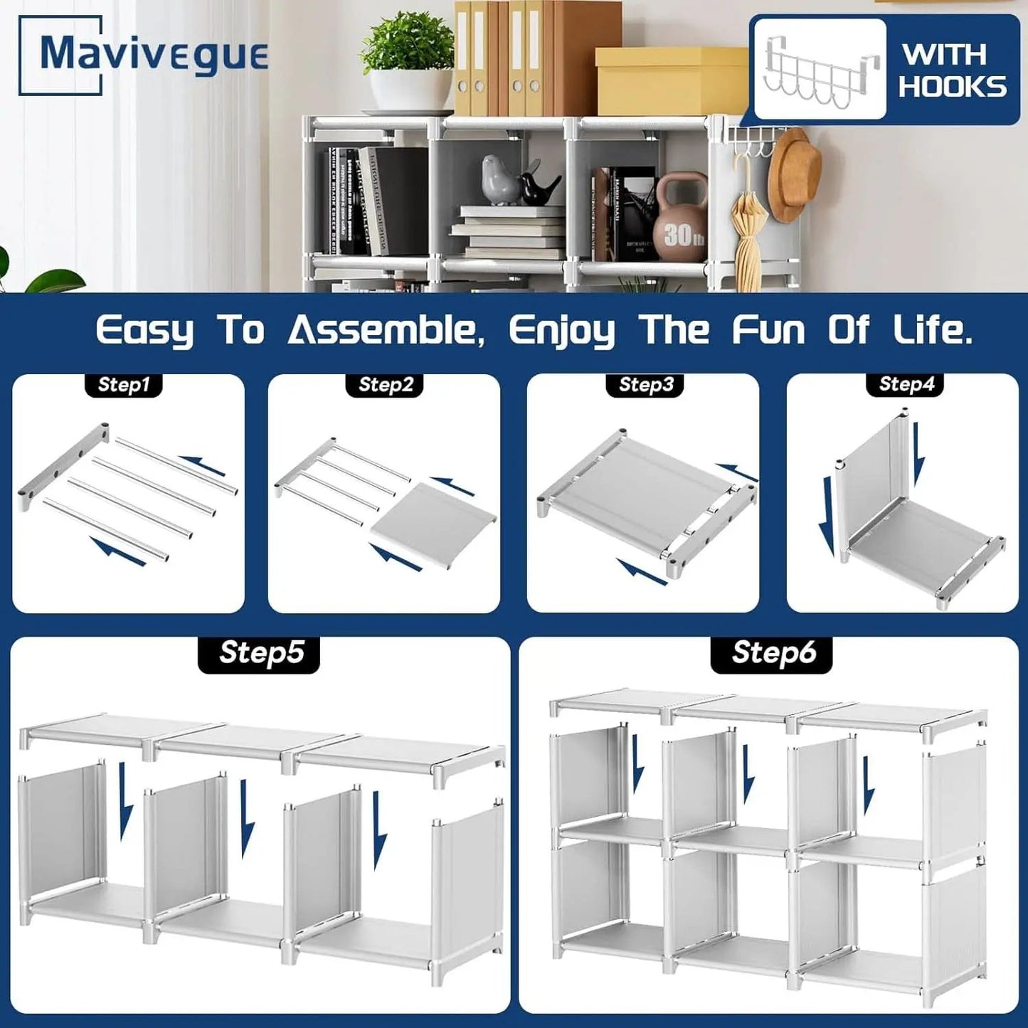 Book Shelf 12 Cube Storage Organizer White Closet Rack from PriceLows™