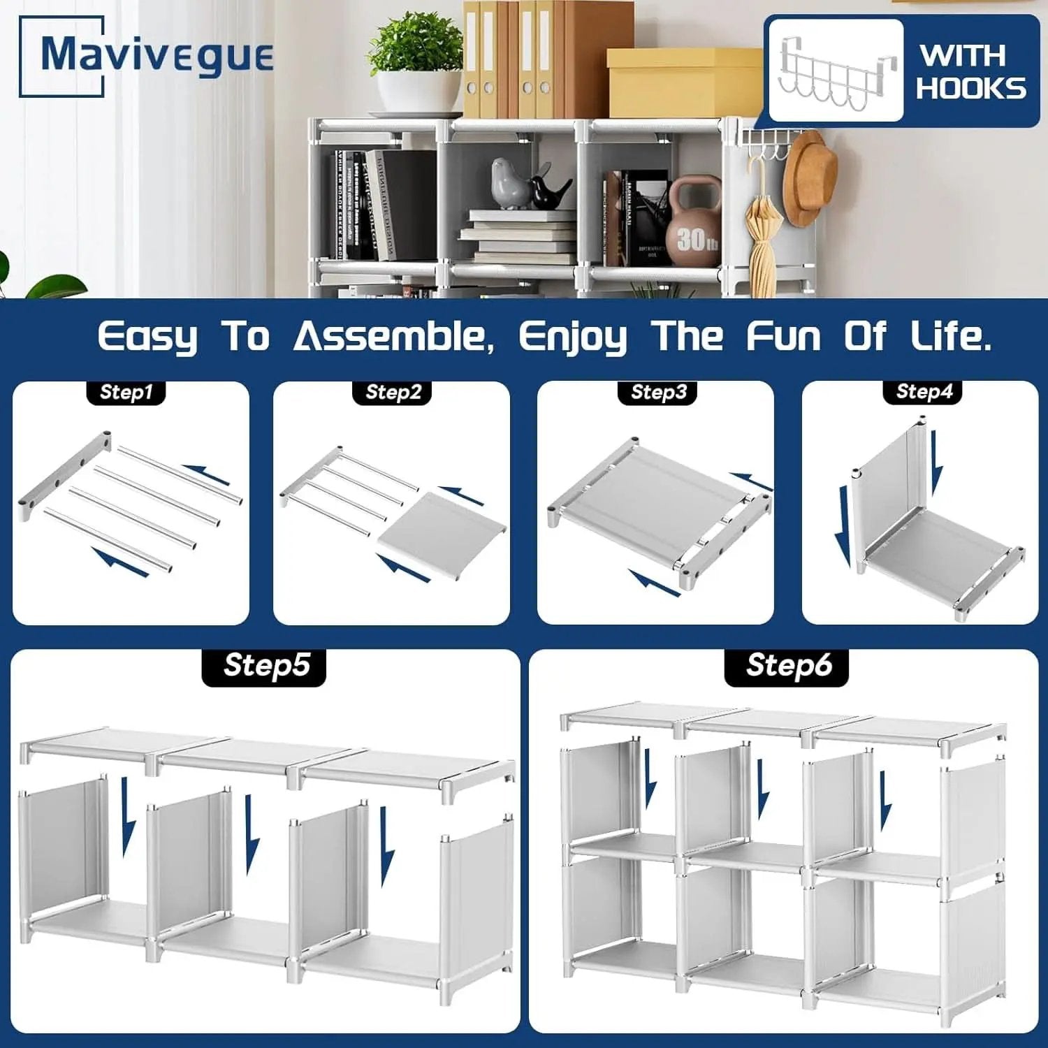 Book Shelf 12 Cube Storage Organizer White Closet Rack from PriceLows™