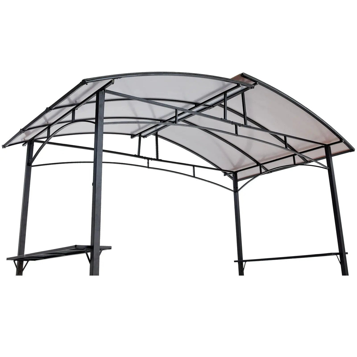 Grill Gazebo 8x5 Ft | Outdoor Patio Canopy | Steel Hardtop | Side Shelves Black