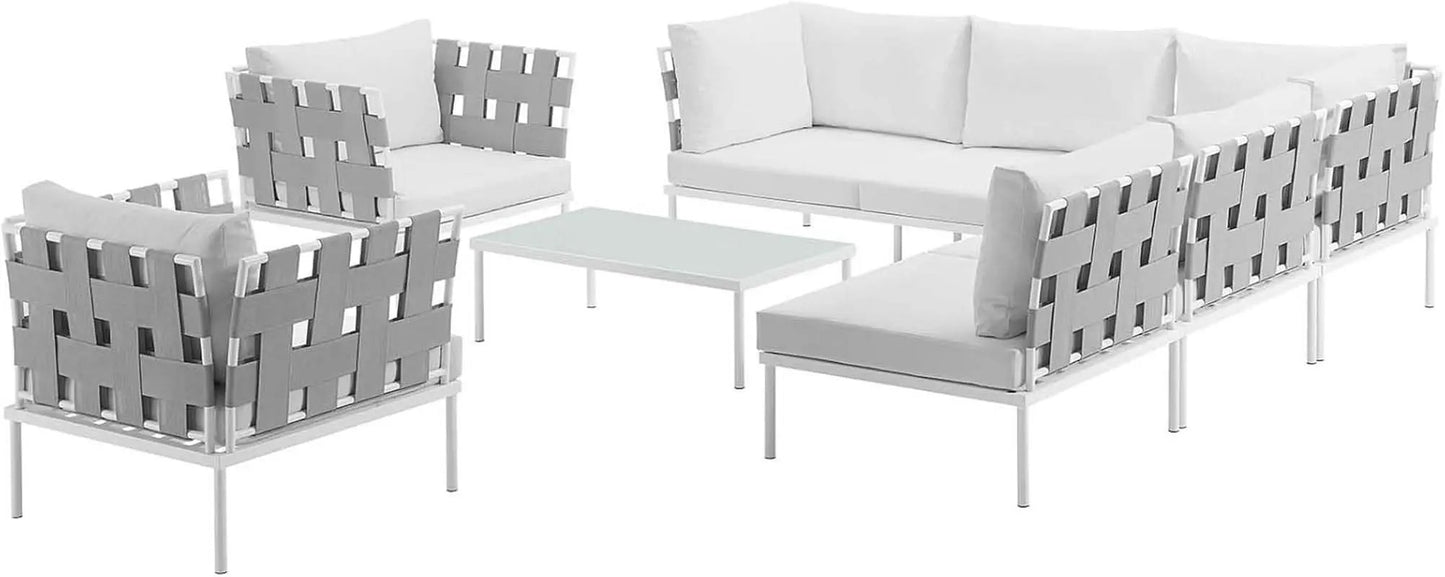 8 Piece White Aluminum Outdoor Patio Furniture Set from PriceLows™