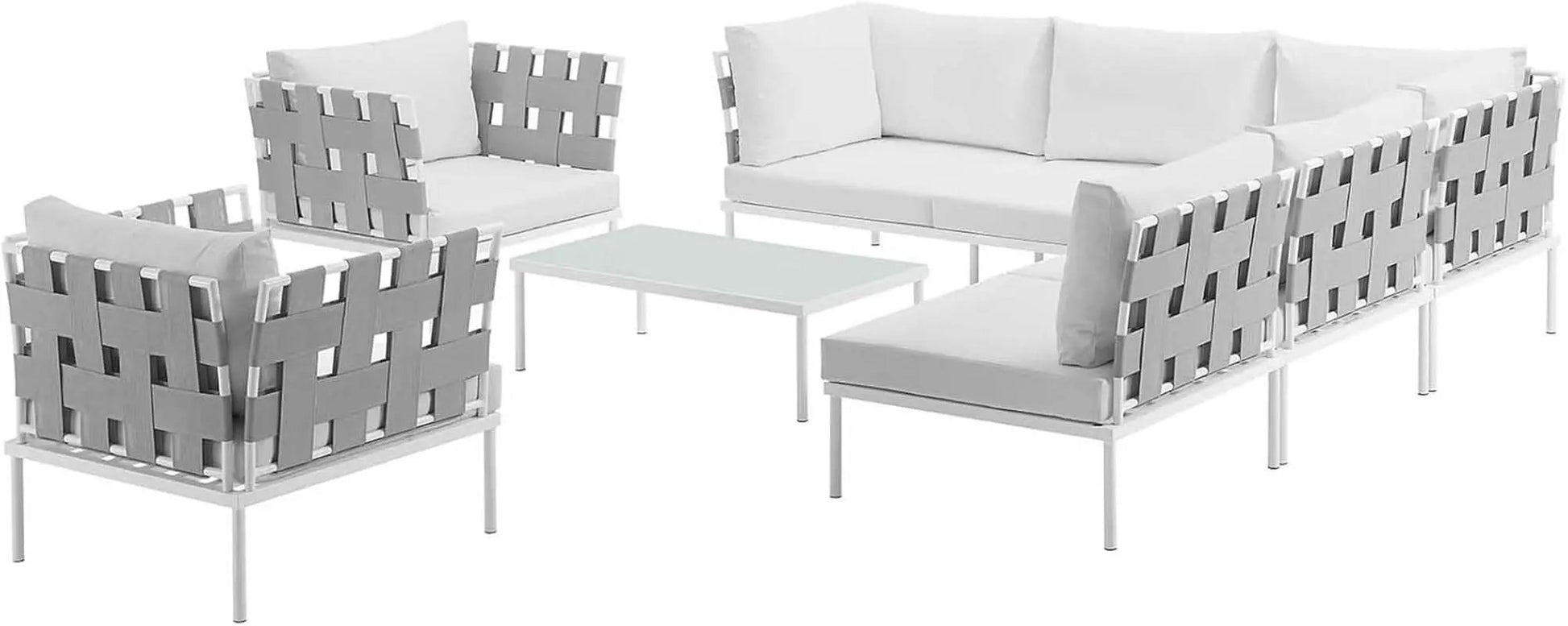 8 Piece White Aluminum Outdoor Patio Furniture Set from PriceLows™