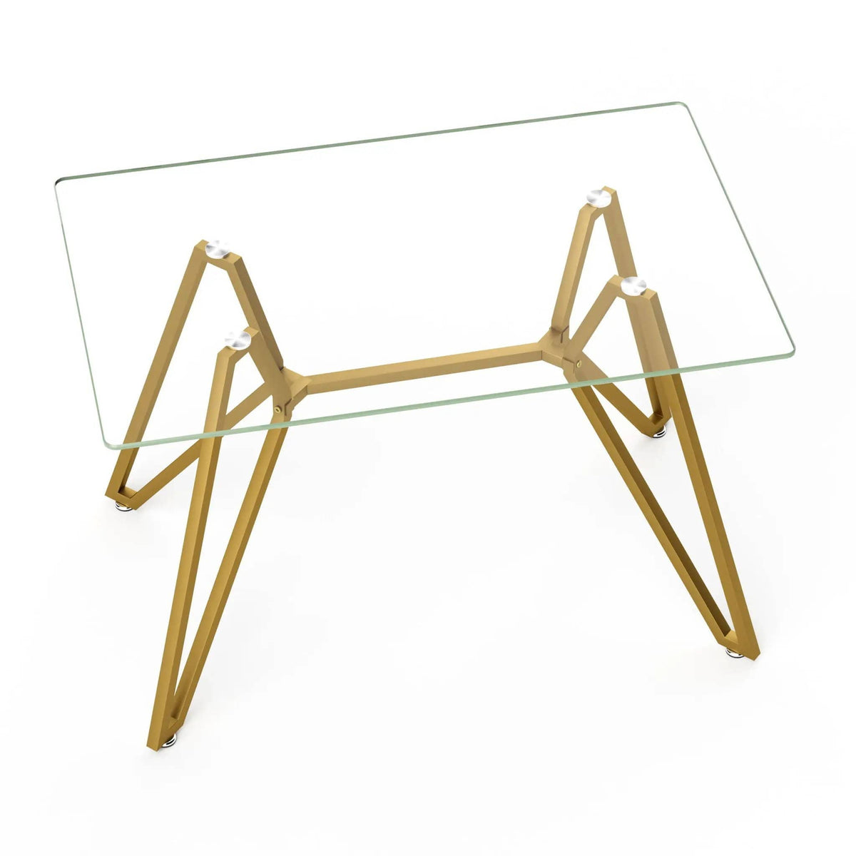 Modern Glass Dining Table With Metal Legs | 2 Pieces | Tempered Glass & Metal | Dining Room