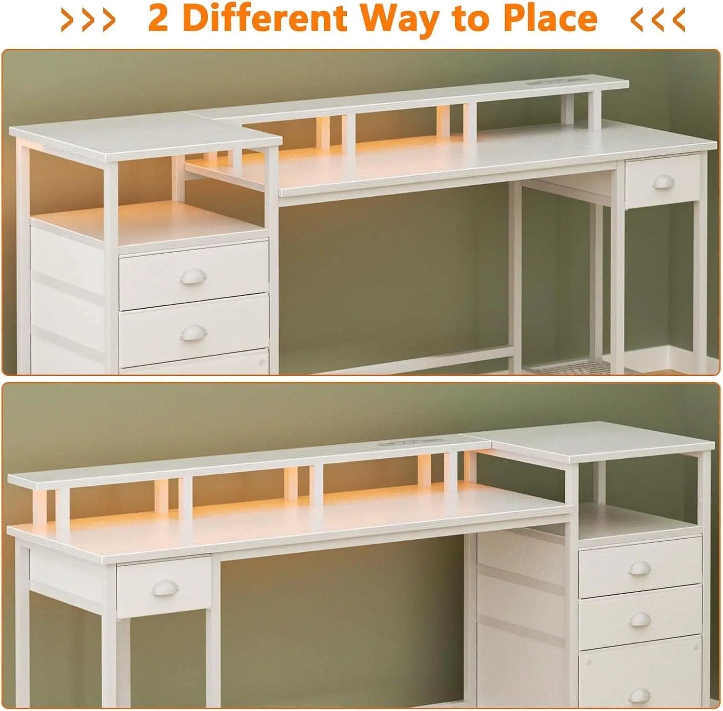 White 60 Inch Computer Desk For Home Office Modern from PriceLows™