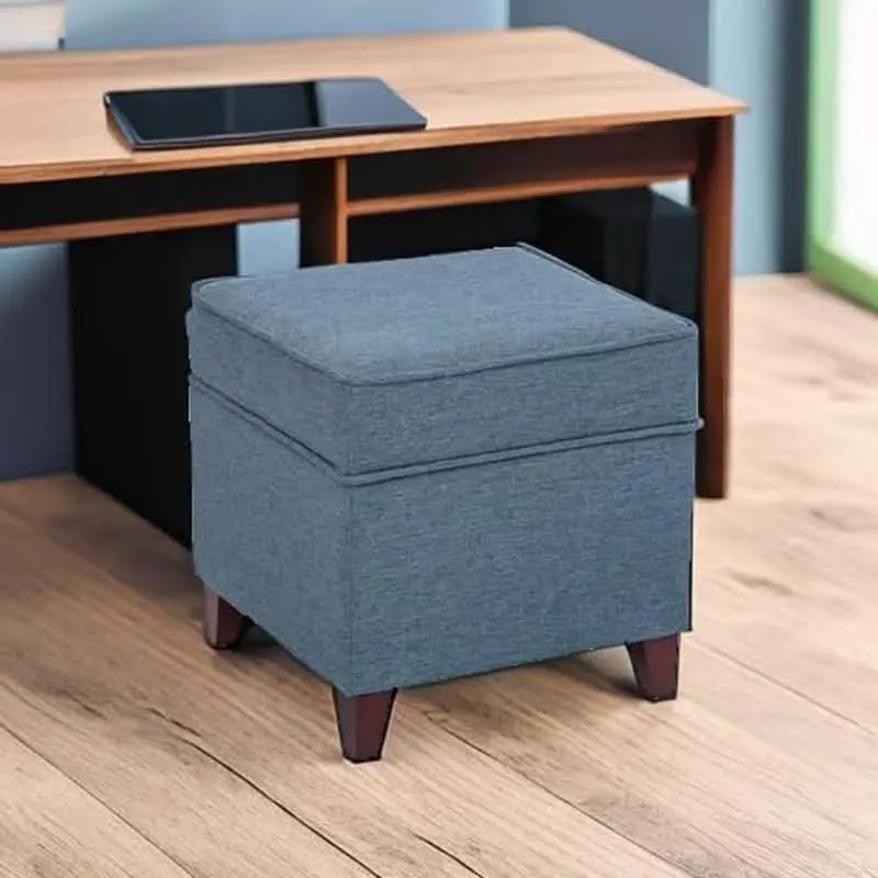 Seventeen Inch Electric Blue Storage Ottoman Hinged Lid from PriceLows™