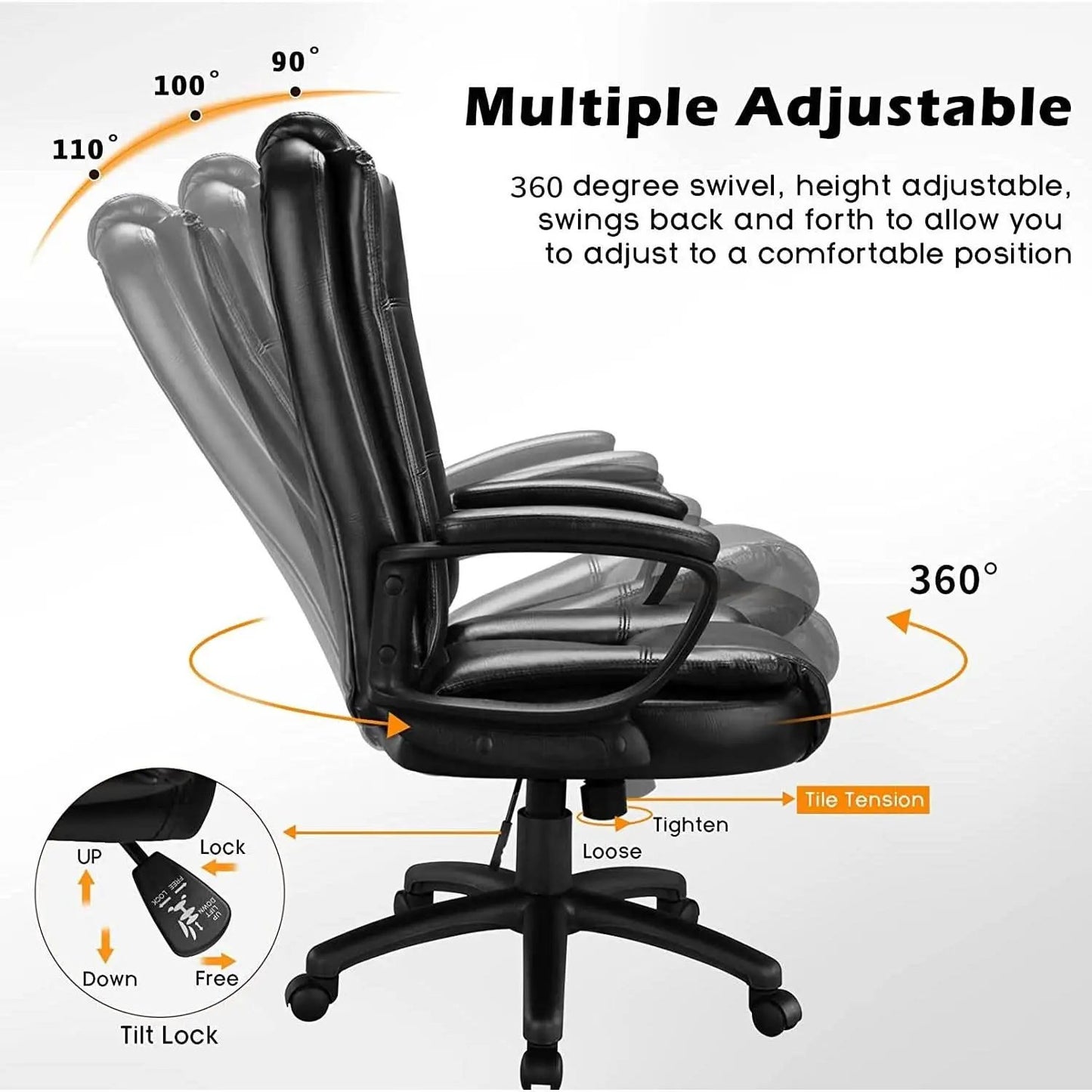 Ergonomic Executive Chair Lumbar Support Height Adjustable from PriceLows™