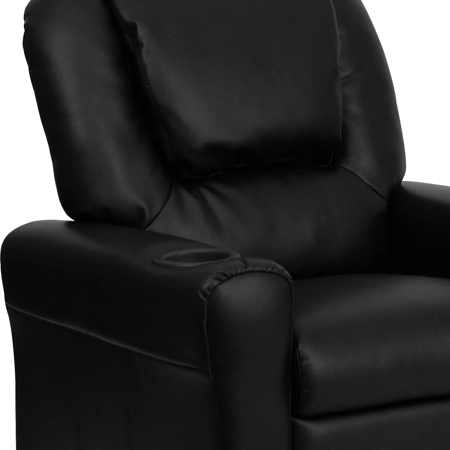 Kids Leathersoft Recliner With Cup Holder And Safety Recline Black from PriceLows™
