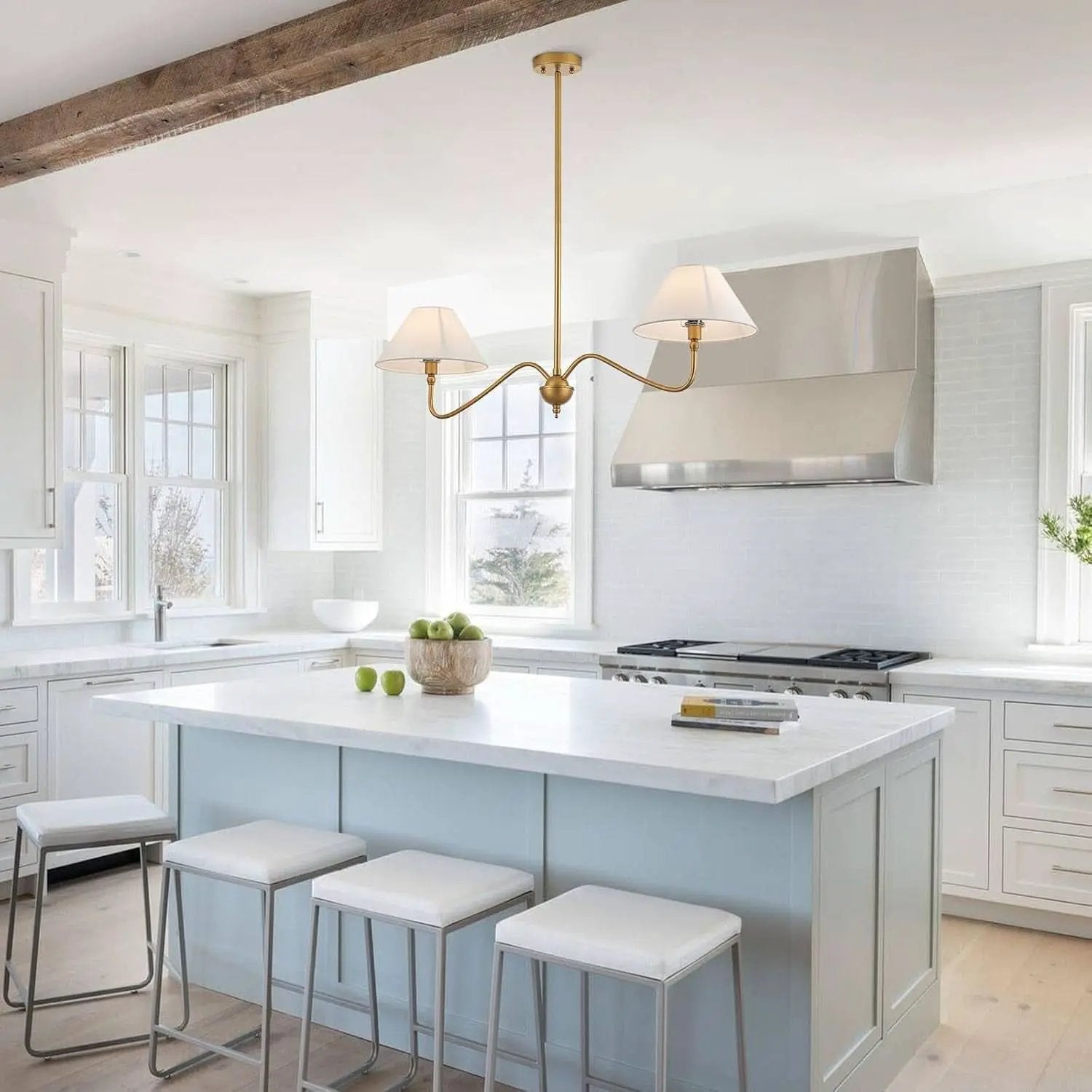 Goldtone Linear 2 Light Chandelier For Kitchen Island from PriceLows™