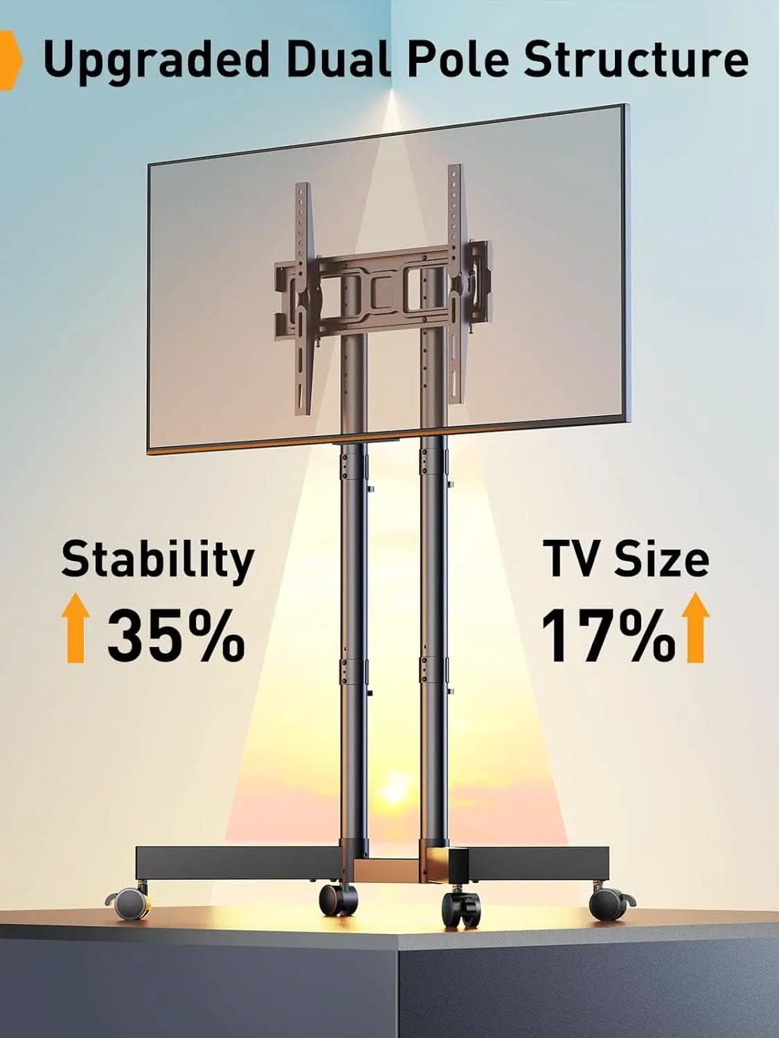 Mobile TV Stand 32 To 70 Inch With Wheels Height Adjustable from PriceLows™