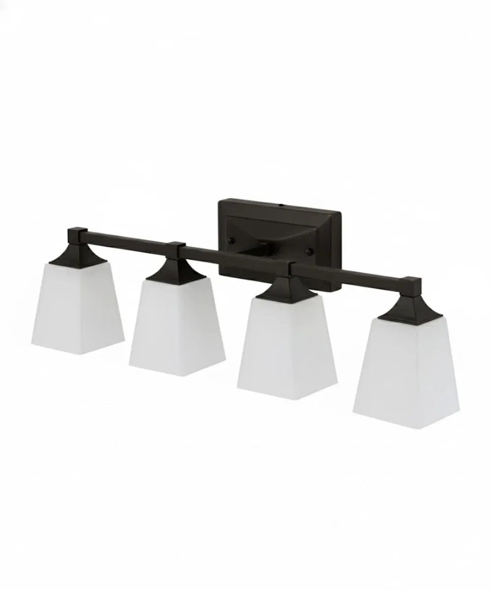 LED Vanity Light | 4 Glass Shades | Oil Rubbed Bronze | 27 Width