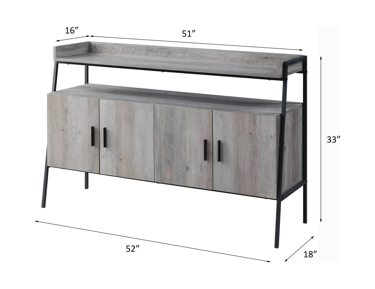 Samiya TV Stand | Gray Oak And Black Finish | Composite Wood Metal And MDF | 52 Inch Width