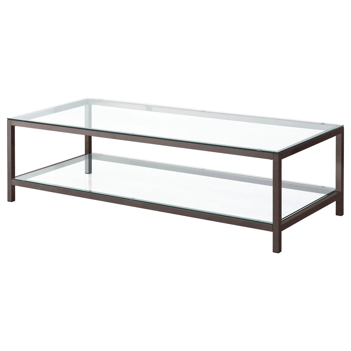 Trini 2-piece Coffee and End Table Set Black Nickel | 2-Piece Set | Tempered Glass & Steel | Dining Room