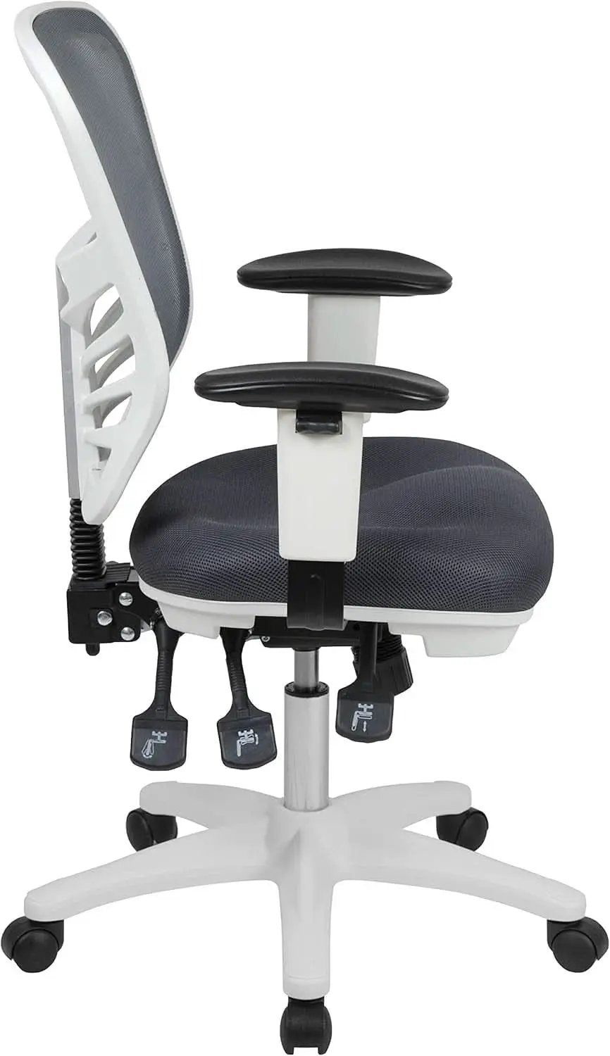 Nicholas Gray And White Mesh Mid Back Swivel Office Chair With Adjustable Lumbar from PriceLows™