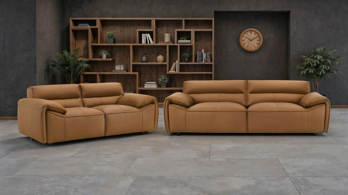 Buxton 2-piece Leather Upholstered Sofa Set | 2-Piece Set | Leather | Orange