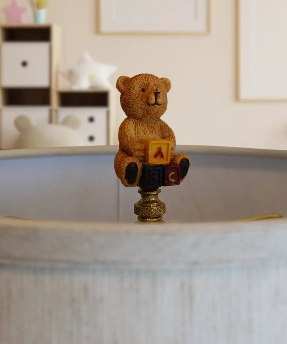Teddy Bear Lamp Finial | Antique Brass | 2.75 Inch Height