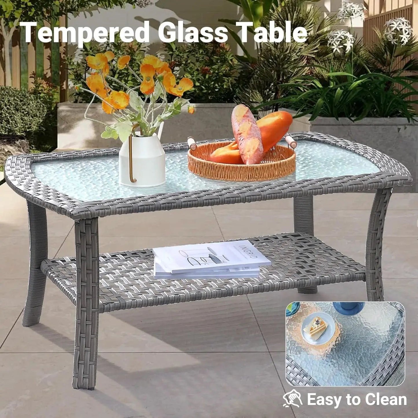 Denim Blue 4 Piece Outdoor Patio Furniture Set Cushions from PriceLows™