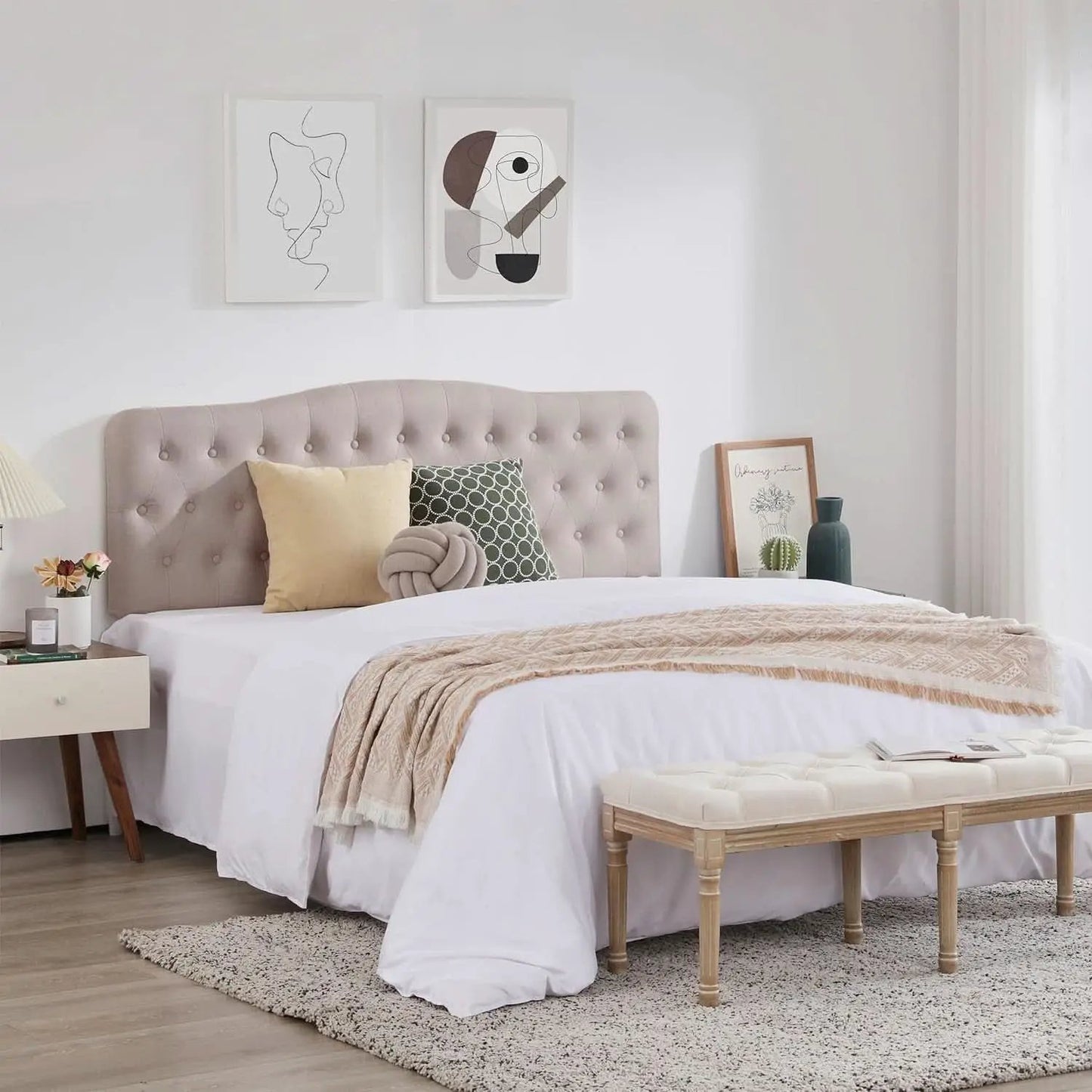 Upholstered Queen Headboard with Adjustable Height and Style from PriceLows™