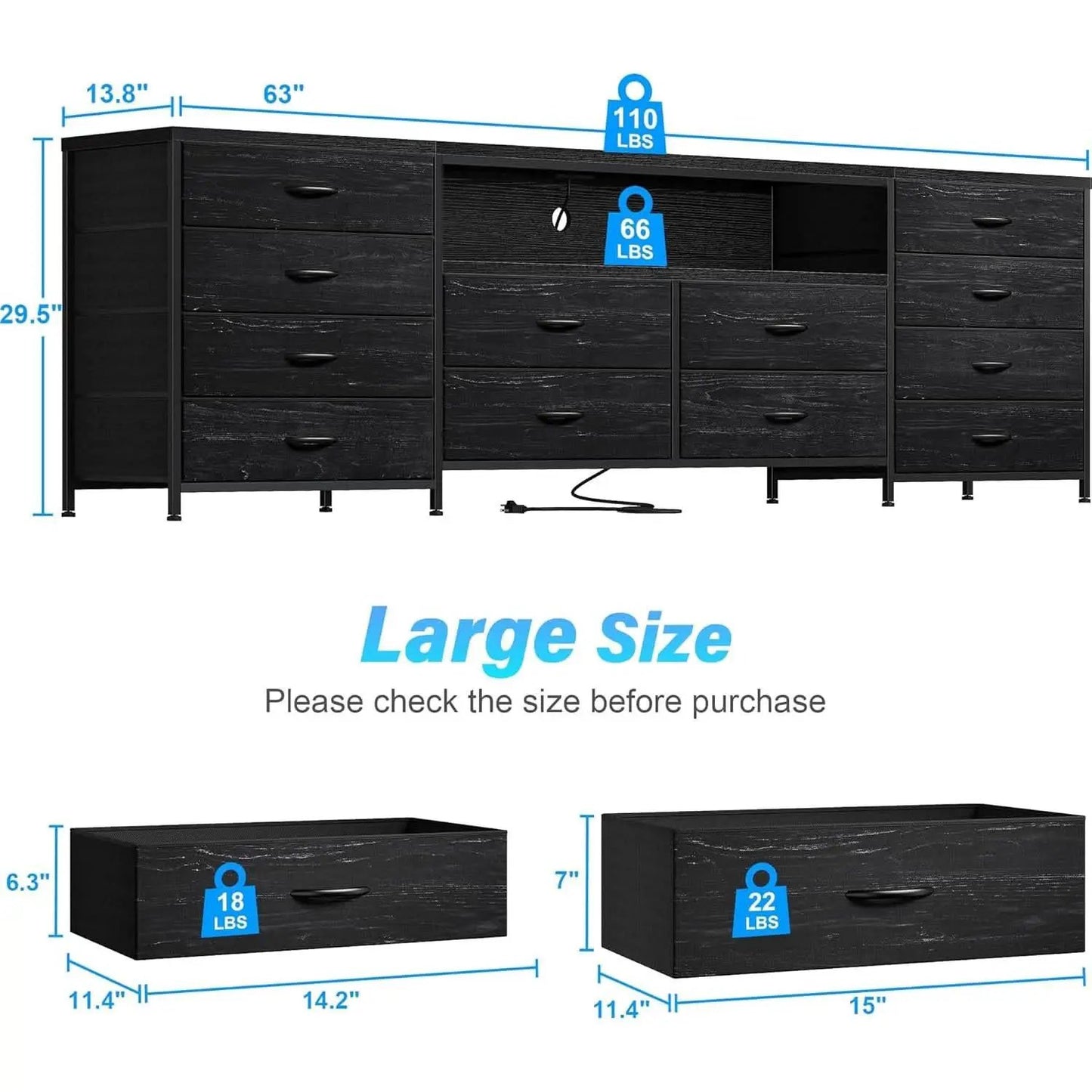 Black Dresser With 75 Inch TV Stand For Living Room from PriceLows™
