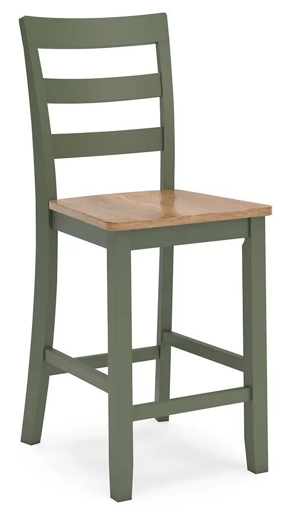 Counter Height Bar Stools | Contoured Seat | Natural Wood | Set Of Two
