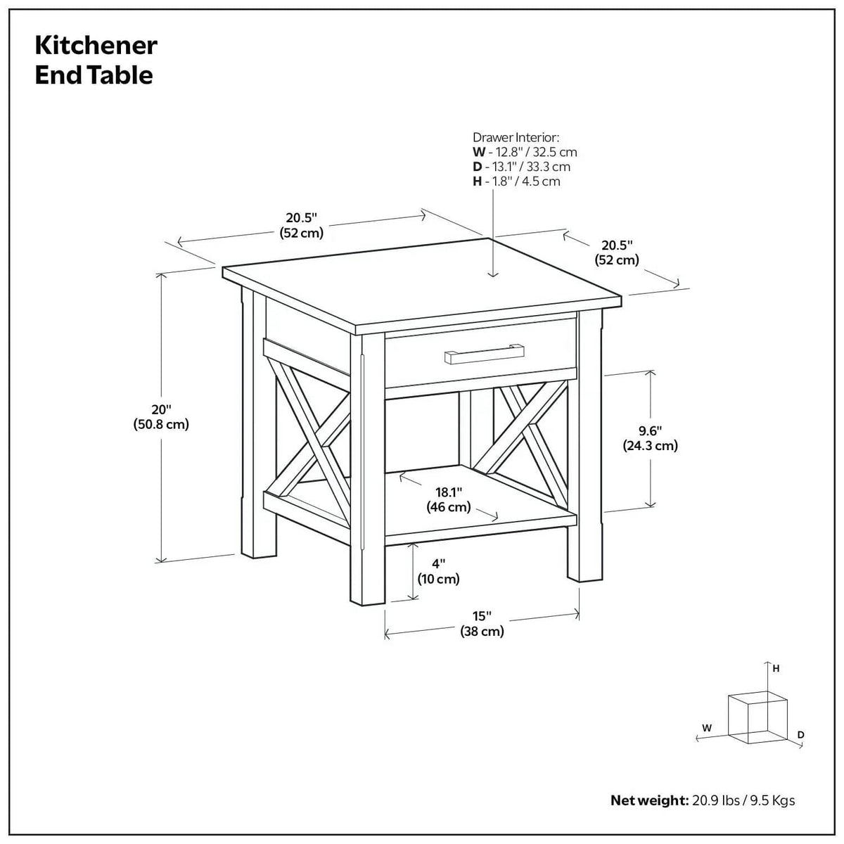 Kitchener Handcrafted Table | 6 Pieces | Solid Wood & Metal | Living Room
