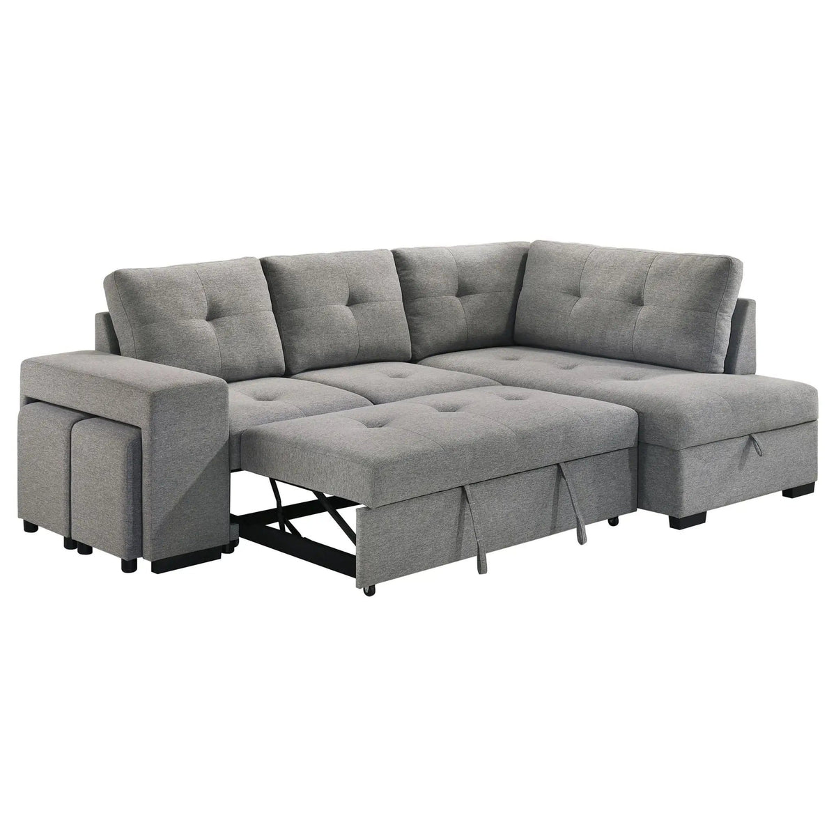 Roanne Fabric Upholstered Sleeper Sectional Sofa | 97.75 x 65.75 x 36 in | Fabric | Grey